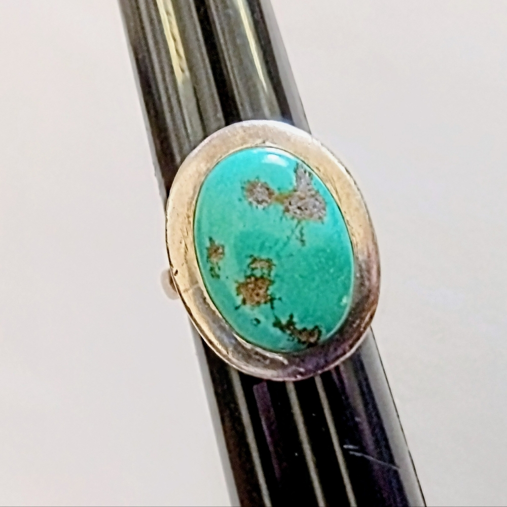 Sterling Silver Turquoise Ring Size 6 3/4 - Picture 3 of 5